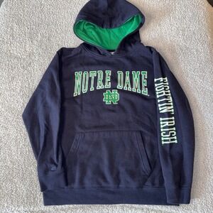 Youth Notre Dame Fighting Irish Hoodie Sweatshirt Navy Green Colosseum Medium